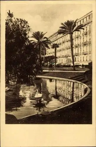 Ak Nizza Nizza Alpes Maritimes, Hotel von England und Grossbritannien, Garten von König Albert I