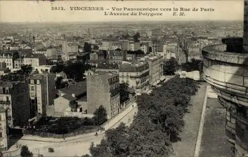 Ak Vincennes Val de Marne, Panorama, L'Avenue du Polygone