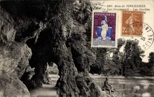 Ak Paris XII Bois de Vincennes, Lac Daumesnil, Grotte