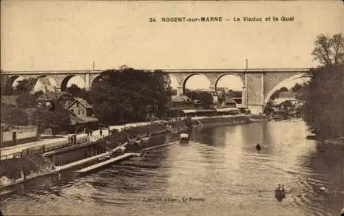 Ak Nogent sur Marne Val de Marne, Viadukt, Quai