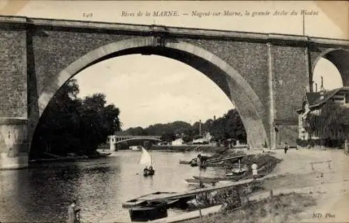 Ak Nogent sur Marne Val de Marne, Pont, Großer Bogen des Viadukts