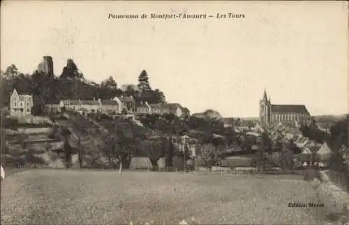 Ak Montfort l'Amaury Yvelines, Panorama, Türme, Kirche