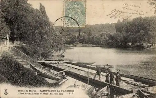 Ak Saint Maur Val de Marne, La Varenne, Quai Saint-Hilaire et Gare