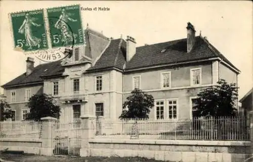 Ak Les Hôpitaux Neufs Doubs, Schulen, Rathaus