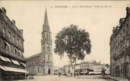 Ak Bergerac Dordogne, Kirche Notre-Dame, Place du Marche