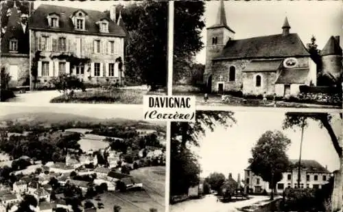 Ak Davignac Corrèze, Kirche, Villa, Gesamtansicht