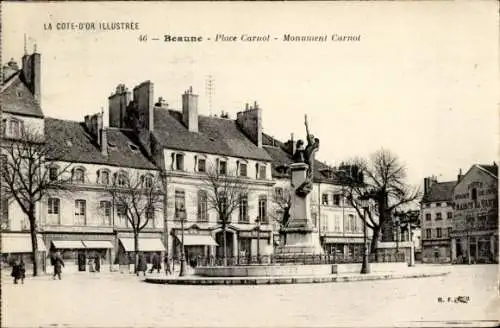 Ak Beaune Côte-d'Or, Place Carnot, Monument Carnot