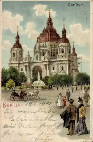 Litho Berlin Mitte, Dom, Pferdekutschen