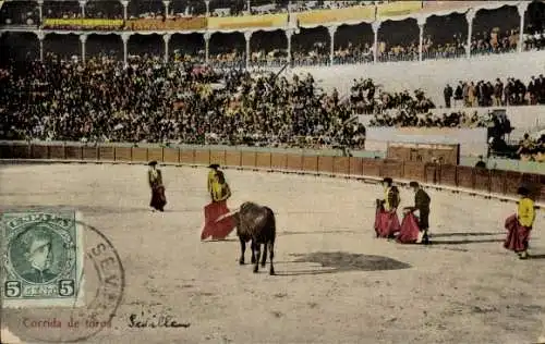 Ak Corrida de toros, Stierkampfszene