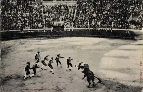 Ak Corrida de toros, Stierkampfszene