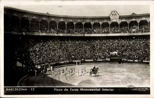 Ak Barcelona Katalonien, Plaza de Toros Monumental, Stierkampfarena, Toreros