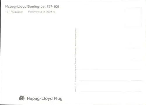 Ak Passagierflugzeug Boeing Jet 727 der Hapag Lloyd