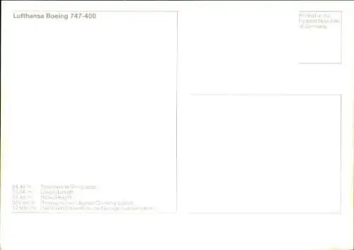 Ak Deutsches Passagierflugzeug, Lufthansa, Boeing 747-400