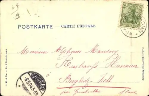 Ak Elsässerin in Tracht, Porträt, Regenschirm, Korb