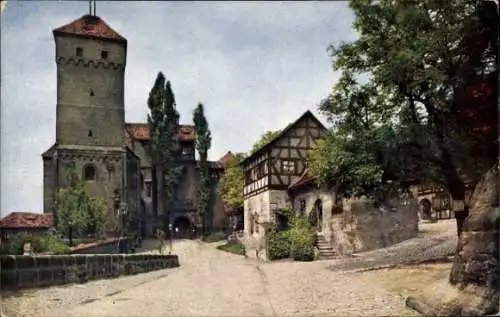 Ak Nürnberg in Mittelfranken, Brunnen, Eingang, königliche Burg