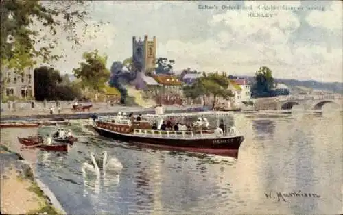 Künstler Ak Manhisen, Henley on Thames Oxfordshire England, Salter's Oxford, Kingston Steamer