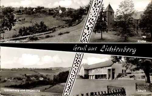 Ak Lichtenberg Morsbach im Oberbergischen Kreis, Panorama, Kirche, Schule, Straße
