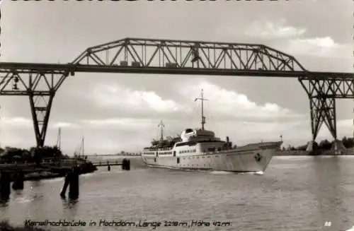 Ak Hochdonn in Dithmarschen, Kanalhochbrücke, Schiff