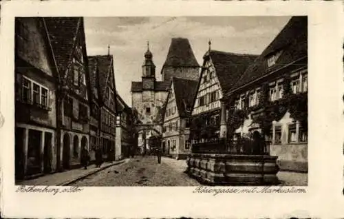 Ak Rothenburg ob der Tauber Mittelfranken, Rödergasse, Markusturm