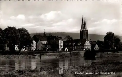 Ak Höxter an der Weser, Teilansicht, Kilianskirche