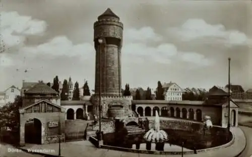 Ak Düren im Rheinland, Wasserturm, Brunnen