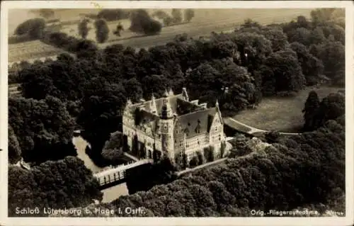 Ak Lütetsburg in Ostfriesland, Schloss Lütetsburg, Fliegeraufnahme