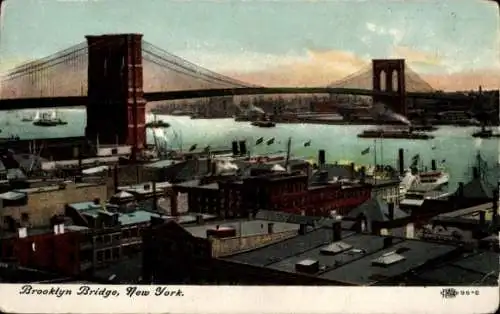 AK Brooklyn New York City USA, Gesamtansicht der Brooklyn Bridge