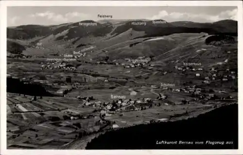 Ak Bernau im Schwarzwald, Fliegeraufnahme, Kaiserhaus, Riggenbach, Feldberg, Herzogenhorn