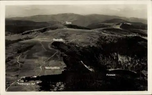 Ak Feldberg im Schwarzwald, Gesamtansicht des Feldbergmassivs, Turm, Hotel Feldberger Hof, Seebuck