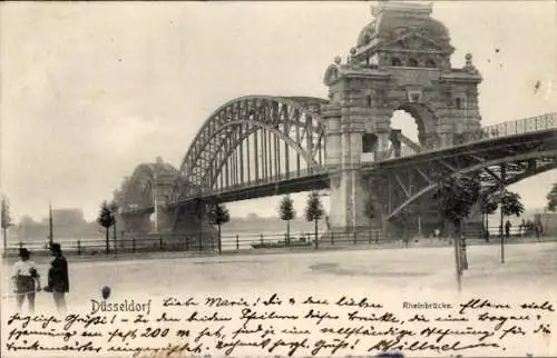 Ak Düsseldorf am Rhein, Rheinbrücke