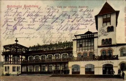 Ak Düsseldorf am Rhein, Cafe zur schönen Aussicht, Industrie- und Gewerbeausstellung 1902