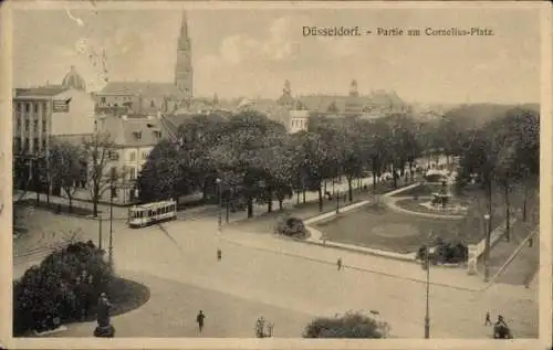 Ak Düsseldorf am Rhein, Cornelius-Platz, Straßenbahn