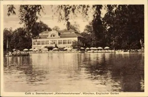 Ak München Bayern, Englischer Garten, Cafe und Seerestaurant Kleinhesselohersee