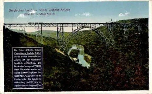 Ak Solingen im Bergischen Land, Müngstener Brücke, Kaiser Wilhelm Brücke