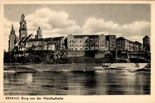 Ak Kraków Krakau Polen, Burg, Blick von der Weichselseite