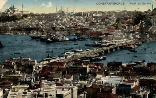 Ak Konstantinopel Istanbul Türkei, Galata-Brücke