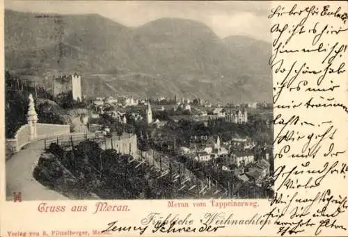 Ak Meran Merano Südtirol, Blick vom Tappeinerweg