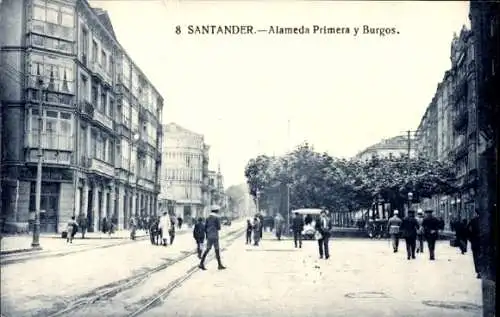 Ak Santander Cantabria Spanien, Alameda Primera und Burgos