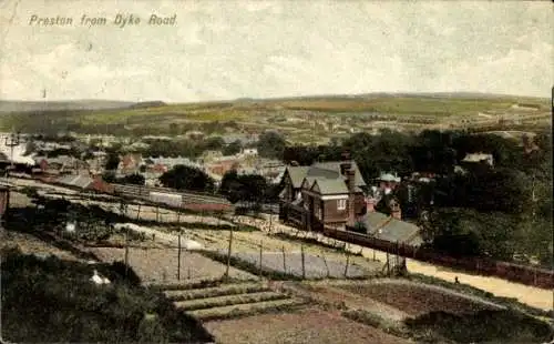 Ak Preston Lancashire, England, Blick von der Dyke Road