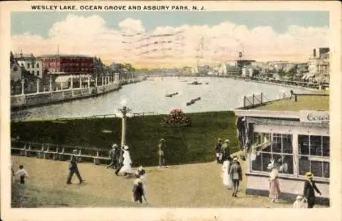 Ak New Jersey USA, Wesley Lake, Ocean Grove und Asbury Park