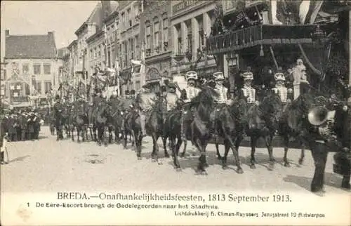 Ak Breda Nordbrabant Niederlande, Unabhängigkeitsfeierlichkeiten 1913, Eere Escort