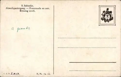 Künstler Ak Solomko, S., Abendspaziergang, russische Trachten