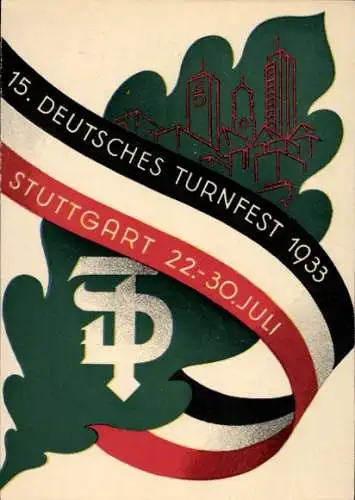 Ak Stuttgart in Württemberg, 15. Deutsches Turnfest 1933, Eichenblatt