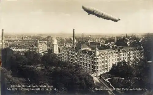 Foto Ak Viersen in Nordrhein Westfalen, Kaisers Schokoladenfabrik, Zeppelin