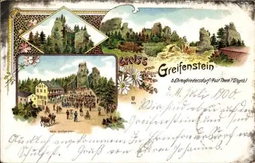 Litho Ehrenfriedersdorf im Erzgebirge, Greifenstein, Hotel, Felsformationen