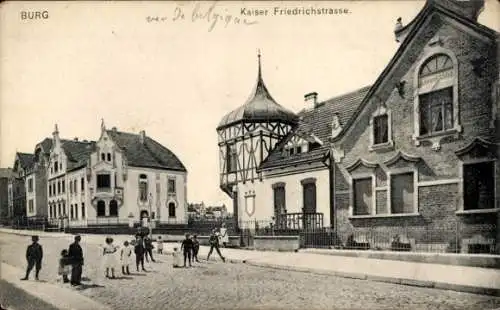 Ak Burg bei Magdeburg, Kaiser Friedrich Straße, Kinder