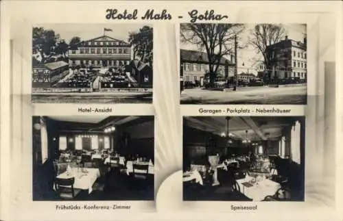 Ak Gotha, Hotel Mahr, Frontal, Speisesaal, Nebenhäuser