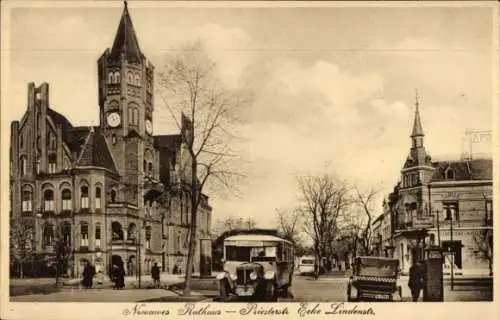 Ak Nowawes Babelsberg Potsdam, Rathaus, Priesterstraße Ecke Lindenstraße, Autobus