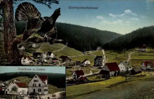 Ak  Gompelscheuer Enzklösterle im Schwarzwald, Panorama, Gasthaus z. Lamm