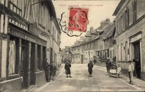 Ak Orbec Calvados, Rue Croix Lyonnais